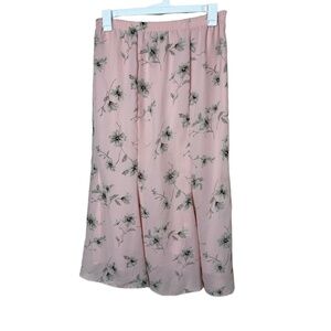 Leslie Fay Vintage Floral Pattern Elastic Waist Maxi‎ Aline Skirt Size M/L